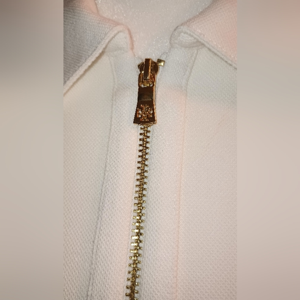 Tory Burch White Zip Down Short Sleeve Shirt Size XS - Picture 2 of 8